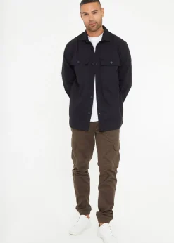 Threadbare Black Church Cotton Twill Button Up Shacket