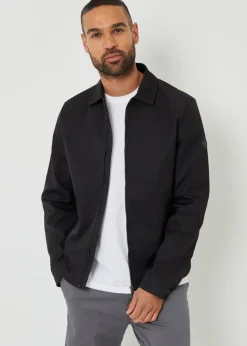 Threadbare Black Collared Lightweight Showerproof Zip-Through Jacket