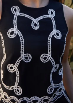 Threadbare Black Cornelli Embroidered Button Back Shell Top