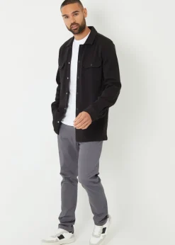 Threadbare Black Cotton Blend Popper Fastening Pique Shacket