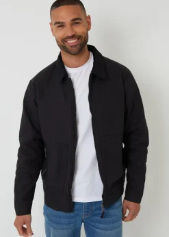 Threadbare Black Cotton Corduroy Collar Lightweight Jacket