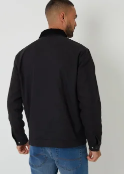 Threadbare Black Cotton Corduroy Collar Lightweight Jacket