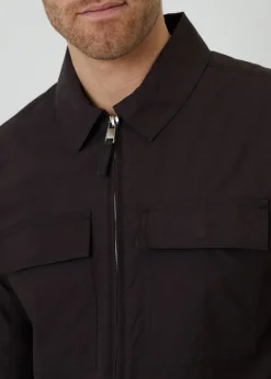 Threadbare Black Cotton Poplin Lightweight Collared Jacket