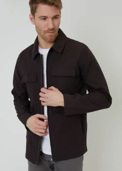 Threadbare Black Cotton Poplin Lightweight Collared Jacket
