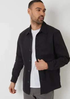 Threadbare Black Cotton Twill Shacket