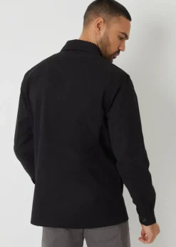 Threadbare Black Cotton Twill Shacket