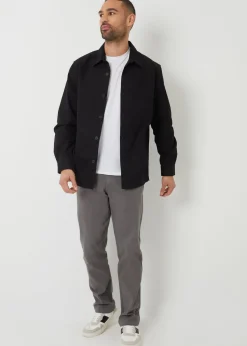 Threadbare Black Cotton Twill Shacket