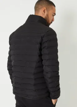 Threadbare Black Funnel Neck Lightweight Puffer Jacket