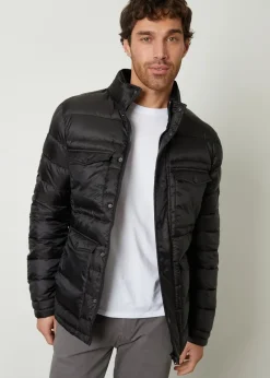 Threadbare Black Funnel Neck Utility Puffer Jacket