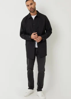 Threadbare Black Gretna Showerproof Longline Tailored Mac