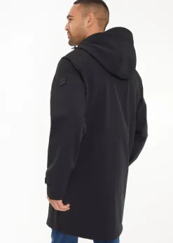 Threadbare Black  Hooded Tie Waist Coat With Stretch