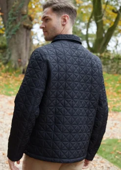Threadbare Black Lightweight Collared Quilted Jacket