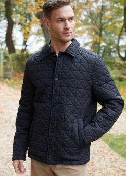 Threadbare Black Lightweight Collared Quilted Jacket