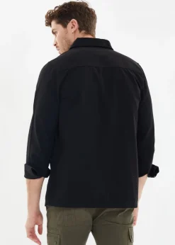 Threadbare Black Lightweight Cotton Shacket