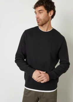 Threadbare Black Mock T-Shirt Crew Neck Sweatshirt