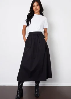 Threadbare Black Orkney Maxi Skirt with Pockets