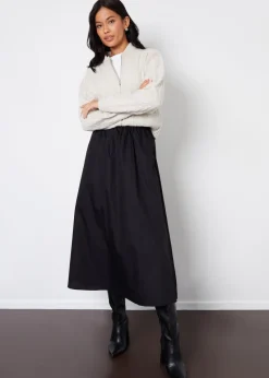 Threadbare Black Orkney Maxi Skirt with Pockets