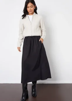 Threadbare Black Orkney Maxi Skirt with Pockets