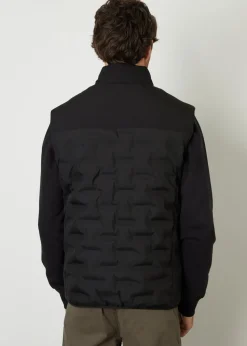 Threadbare Black Quilted Panel Funnel Neck Gilet