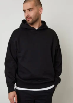 Threadbare Black Relaxed Fit Pullover Hoodie