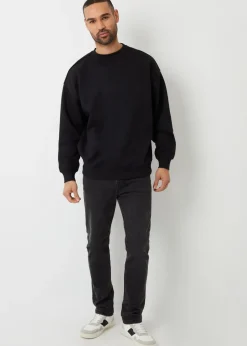 Threadbare Black Relaxed Fit Crew Neck Sweatshirt