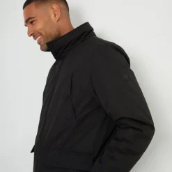 Threadbare Black Showerproof Funnel Neck Mock Layer Coat