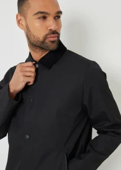 Threadbare Black Showerproof Corduroy Collar Jacket