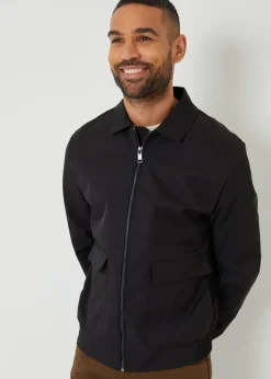 Threadbare Black Sonton Patch Pocket Collared Zip-Through Jacket