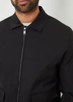Threadbare Black Sonton Patch Pocket Collared Zip-Through Jacket