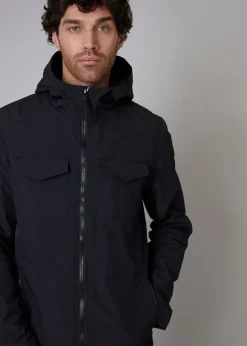 Threadbare Black Talon Hooded Lightweight Jacket with Fleece Lined Hood