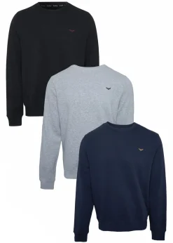 Threadbare Blue 3 Pack Crew Neck Sweatshirts