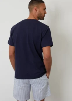 Threadbare Blue Cotton Popcorn Textured Shortie Pyjama Set