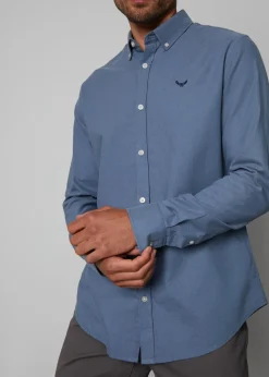 Threadbare Blue Oxford Cotton Long Sleeve Shirt