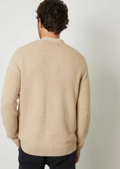 Threadbare Brown Basket Stitch V-neck Cardigan