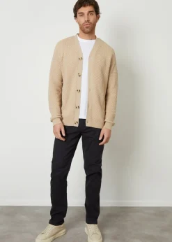 Threadbare Brown Basket Stitch V-neck Cardigan