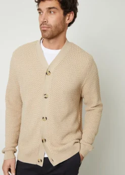 Threadbare Brown Basket Stitch V-neck Cardigan