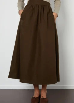 Threadbare Chocolate Cotton Maxi Skirt With Pockets