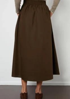 Threadbare Chocolate Cotton Maxi Skirt With Pockets