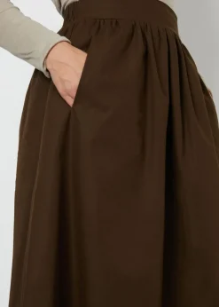 Threadbare Chocolate Cotton Maxi Skirt With Pockets