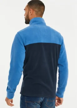 Threadbare Cobalt Two Tone Quarter Zip Fleece Jumper