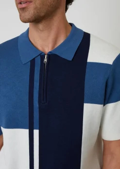 Threadbare  Colourblock Quarter Zip Knitted Polo