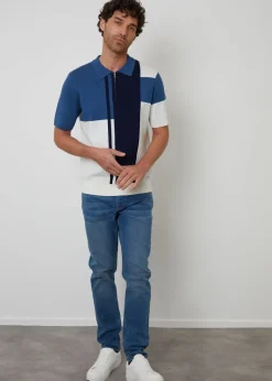 Threadbare  Colourblock Quarter Zip Knitted Polo