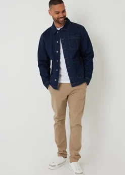 Threadbare Dark Blue Rinse Wash Denim Utility Jacket
