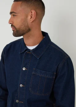 Threadbare Dark Blue Rinse Wash Denim Utility Jacket