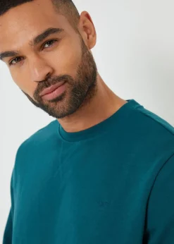 Threadbare Dark Green Cotton Blend Satsuma Crew Neck Sweatshirt