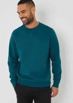 Threadbare Dark Green Cotton Blend Satsuma Crew Neck Sweatshirt