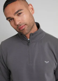 Threadbare Dark Grey 1/4 Zip Neck Sweatshirt