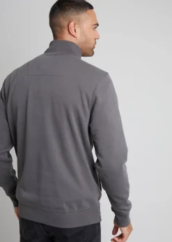 Threadbare Dark Grey 1/4 Zip Neck Sweatshirt