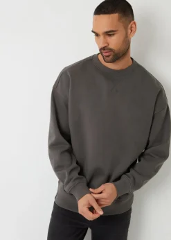 Threadbare Dark Grey Relaxed Fit Crew Neck Sweatshirt