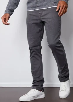 Threadbare Dark Grey Slim Fit Overdyed Stretch Denim Jeans